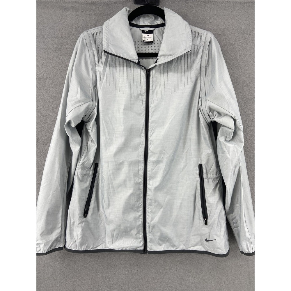 Nike Jacket Women‎ Large Gray Lux Convertible Iridescent Run Vent Light Golf Gym